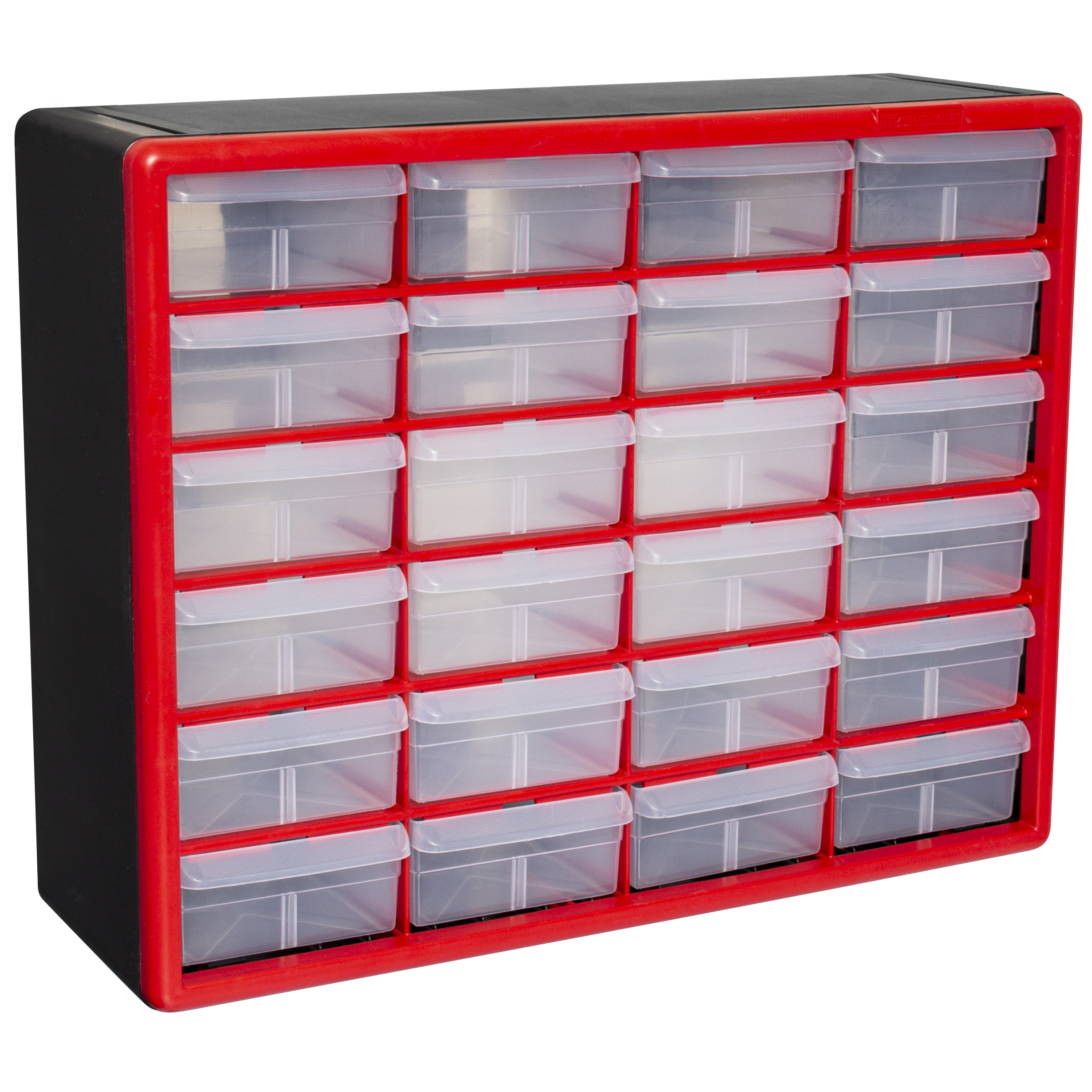Akro-Mils 24 Drawer Plastic Storage Organizer with Drawers for Hardware,  Small Parts, Craft Supplies, Red 